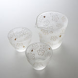 Mizore Finish Glass Sake Set - Sakura / みぞれ 酒器セット 桜