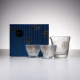 Mizore Finish Glass Sake Set - Marumon / みぞれ 酒器セット 丸紋