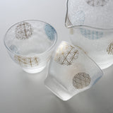 Mizore Finish Glass Sake Set - Marumon / みぞれ 酒器セット 丸紋