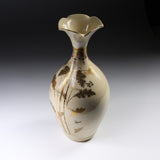 CHINJUKAN Kiln White Satsuma Ware Bellflower Vase - Genuine Gold Bamboo / 薩摩焼 沈壽官窯