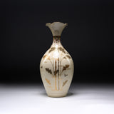 CHINJUKAN Kiln White Satsuma Ware Bellflower Vase - Genuine Gold Bamboo / 薩摩焼 沈壽官窯