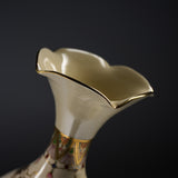 CHINJUKAN Kiln White Satsuma Ware Bellflower Vase - Genuine Gold Bamboo / 薩摩焼 沈壽官窯