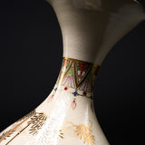 CHINJUKAN Kiln White Satsuma Ware Bellflower Vase - Genuine Gold Bamboo / 薩摩焼 沈壽官窯