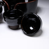 CHINJUKAN Kiln Black Satsuma Ware Tea Set With Stove / 薩摩焼 沈壽官窯