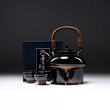 CHINJUKAN Kiln Black Satsuma Ware Tea Set With Stove / 薩摩焼 沈壽官窯