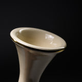 CHINJUKAN Kiln White Satsuma Ware Long-Neck Vase 31 cm - Plum and Peony / 薩摩焼 沈壽官窯