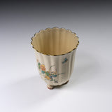 CHINJUKAN Kiln White Satsuma Ware Chrysanthemum Footed Teacup / 薩摩焼 沈壽官窯