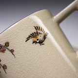 CHINJUKAN Kiln White Satsuma Ware Plum Sparrow Cup and Saucer Set / 薩摩焼 沈壽官窯