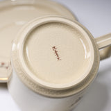 CHINJUKAN Kiln White Satsuma Ware Plum Sparrow Cup and Saucer Set / 薩摩焼 沈壽官窯