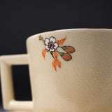 CHINJUKAN Kiln White Satsuma Ware Sakura Sparrow Cup and Saucer Set / 薩摩焼 沈壽官窯