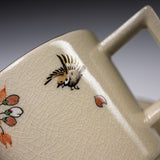 CHINJUKAN Kiln White Satsuma Ware Sakura Sparrow Cup and Saucer Set / 薩摩焼 沈壽官窯