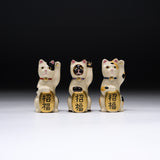 CHINJUKAN Kiln Mini Gold Coin Beckoning Cat – Welcoming Good Fortune - 3 Options / 薩摩焼 沈壽官窯 小判招福