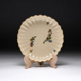 CHINJUKAN Kiln White Satsuma Ware Chrysanthemum Footed Plate / 薩摩焼 沈壽官窯