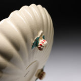 CHINJUKAN Kiln White Satsuma Ware Chrysanthemum Footed Plate / 薩摩焼 沈壽官窯