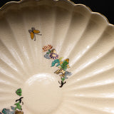 CHINJUKAN Kiln White Satsuma Ware Chrysanthemum Footed Plate / 薩摩焼 沈壽官窯