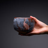 Shozan Kiln Matcha Bowl with Wooden Box - Nezumi Shino with Bird /  荘山窯 鼠志野鳥分 抹茶碗