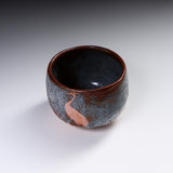 Shozan Kiln Matcha Bowl with Wooden Box - Nezumi Shino with Bird /  荘山窯 鼠志野鳥分 抹茶碗