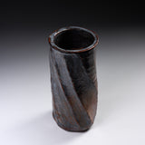 Shozan Kiln Vase with Wooden Box - Nezumi Shino / 荘山窯 鼠志野 花器