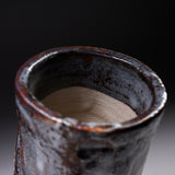 Shozan Kiln Vase with Wooden Box - Nezumi Shino Large / 荘山窯 鼠志野 花器