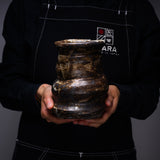 Shozan Kiln Vase with Wooden Box - Grey Shino / 荘山窯 灰志野 花器