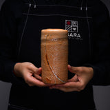 Shozan Kiln Vase with Wooden Box - Orange Shino / 荘山窯 志野 花器
