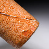 Shozan Kiln Vase with Wooden Box - Orange Shino / 荘山窯 志野 花器