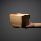 Hinoki Wood Sake Bottle Ice Cooler Container - Square