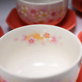 Sakura Bloom Yunomi & Saucer Set - Set of 5 / 桜カップ＆ソーサーセット