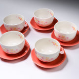 Sakura Bloom Yunomi & Saucer Set - Set of 5 / 桜カップ＆ソーサーセット