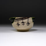 Sanpouen Kiln Handmade Crazing Glaze Spouted Matcha Bowl - Hanging Persimmon / 片口碗 つるし柿文