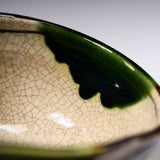 Sanpouen Kiln Handmade Crazing Glaze Spouted Matcha Bowl - Hanging Persimmon / 片口碗 つるし柿文