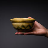 Sanpouen Kiln Handmade Crazing Glaze Spouted Matcha Bowl - Yellow Seto / 片口碗 黄瀬戸