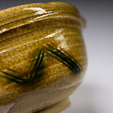Sanpouen Kiln Handmade Crazing Glaze Spouted Matcha Bowl - Yellow Seto / 片口碗 黄瀬戸