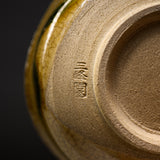 Sanpouen Kiln Handmade Crazing Glaze Spouted Matcha Bowl - Yellow Seto / 片口碗 黄瀬戸