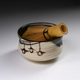 Sanpouen Kiln Handmade Matcha Bowl - Hanging Persimmons / 抹茶碗 つるし柿文