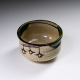 Sanpouen Kiln Handmade Matcha Bowl with Crazing Glaze - Hanging Persimmons / 抹茶碗 つるし柿文