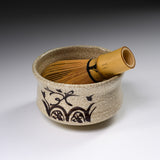 Sanpouen Kiln Handmade Matcha Bowl with Crazing Glaze - Grey Shino / 灰志野 抹茶碗