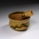 Sanpouen Kiln Handmade Matcha Bowl with Crazing Glaze - Yellow Seto / 黄瀬戸 抹茶碗