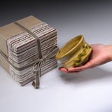 Sanpouen Kiln Handmade Matcha Bowl with Crazing Glaze - Yellow Seto / 黄瀬戸 抹茶碗