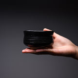 Sanpouen Kiln Handmade Small Matcha Bowl - Black Oribe / 旅抹茶碗 黒織部
