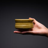 Sanpouen Kiln Handmade Crazing Glaze Small Matcha Bowl - Yellow Seto / 旅抹茶碗 黄瀬戸