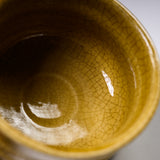 Sanpouen Kiln Handmade Crazing Glaze Small Matcha Bowl - Yellow Seto / 旅抹茶碗 黄瀬戸