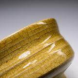 Sanpouen Kiln Handmade Crazing Glaze Small Matcha Bowl - Yellow Seto / 旅抹茶碗 黄瀬戸