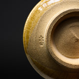 Sanpouen Kiln Handmade Crazing Glaze Small Matcha Bowl - Yellow Seto / 旅抹茶碗 黄瀬戸