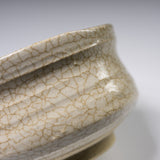 Sanpouen Kiln Handmade Crazing Glaze Small Matcha Bowl - White / 旅抹茶碗 白