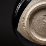 Sanpouen Kiln Handmade Spouted Matcha Bowl - Black Oribe Fuji / 片口抹茶碗 黒織部 富士