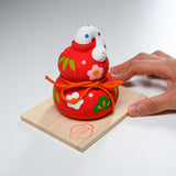 Seto ware Handheld Lucky Ornament - Lucky Snake with Hyotan / 縁起玩具 瓢箪と巳