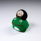 Seto ware Handheld Lucky Ornament - Frog and Daruma - 5 Colour Options / 縁起玩具