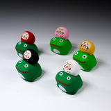 Seto ware Handheld Lucky Ornament - Frog and Daruma - 5 Colour Options / 縁起玩具