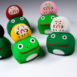 Seto ware Handheld Lucky Ornament - Frog and Daruma - 5 Colour Options / 縁起玩具